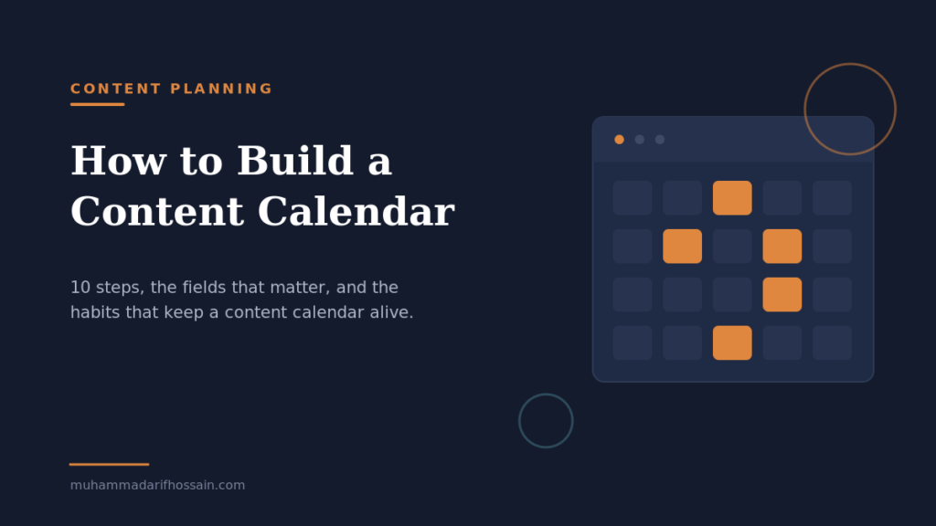 How to build a content calendar - monthly content calendar grid with scheduled publishing slots