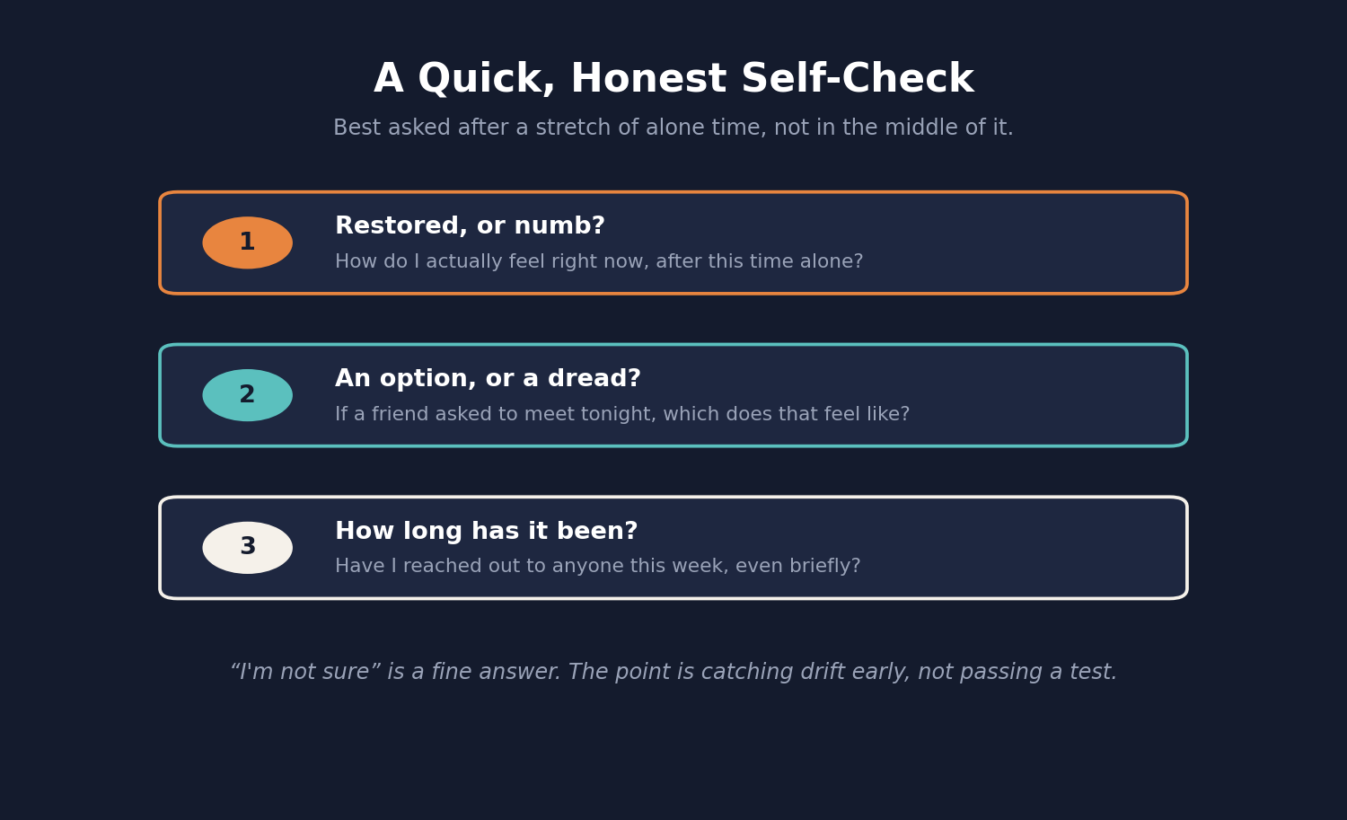 Three self-check questions to tell whether you are enjoying solitude or avoiding connection