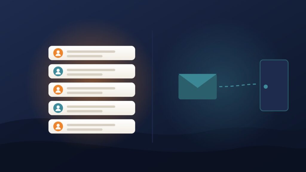Illustration comparing a warm subscriber list with a single cold email sent to a closed door