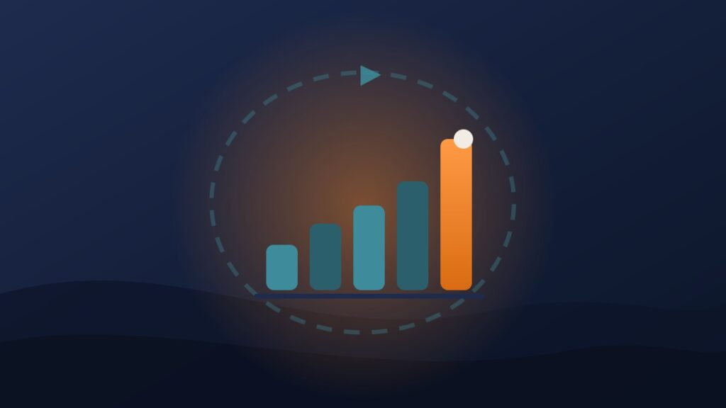 Illustration of rising recurring revenue bars inside a renewal loop, showing how to grow a SaaS business