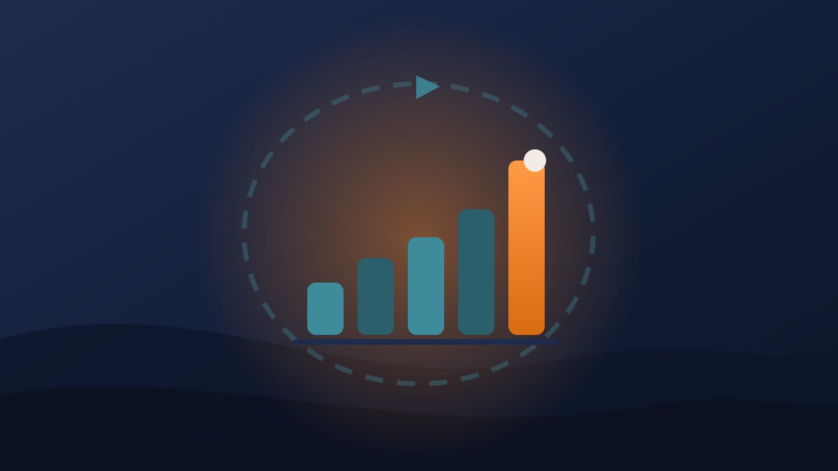 Illustration of rising recurring revenue bars inside a renewal loop, showing how to grow a SaaS business